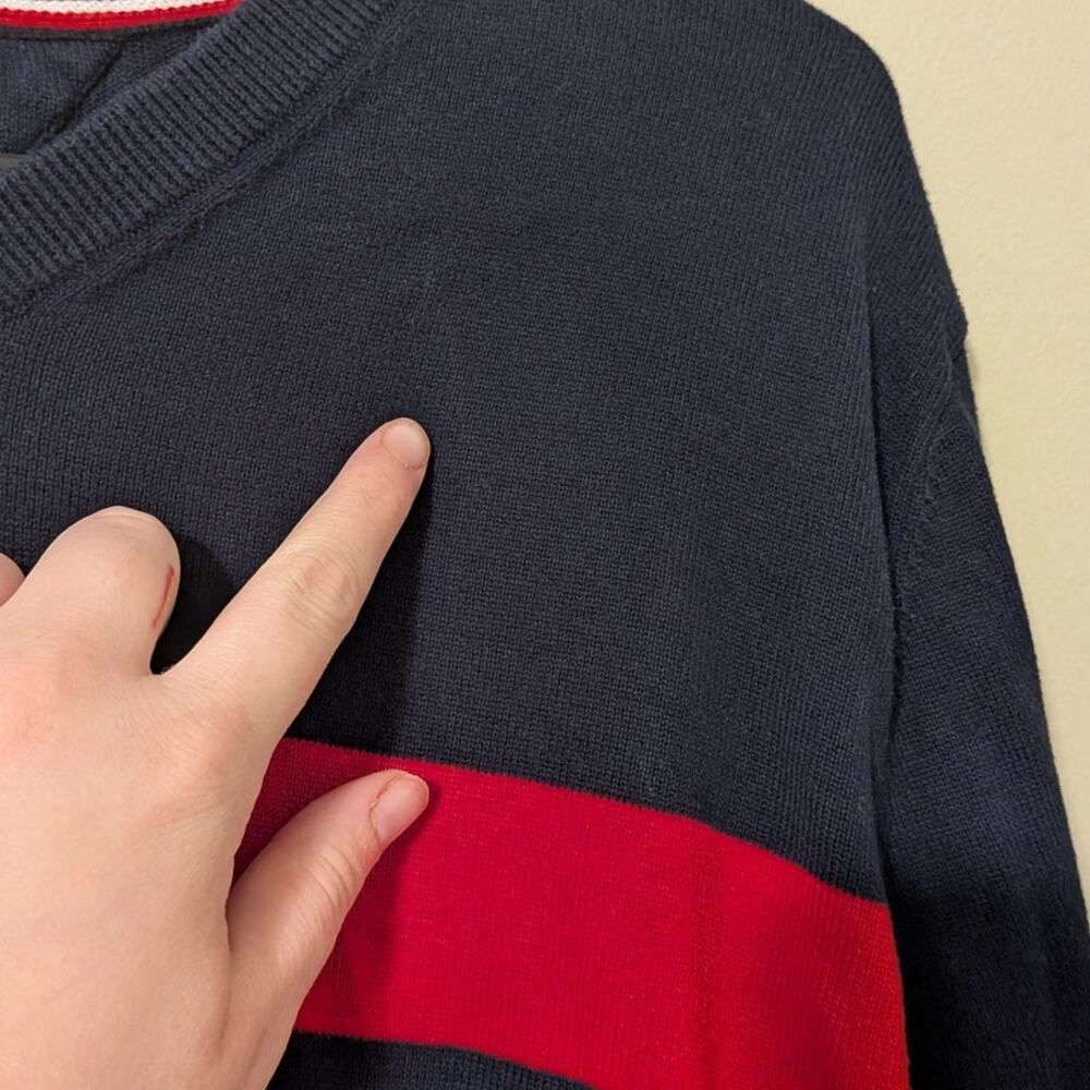Tommy Hilfiger Navy Blue Sweater With Logo Across Chest - Picture 3 of 7